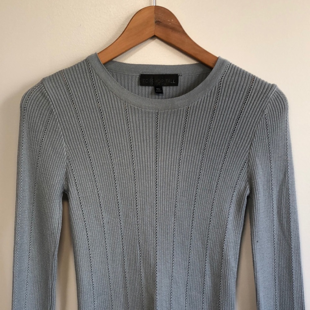 TOPSHOP Super Soft Ribbed Knitted Blue Sweater - Picture 4 of 6